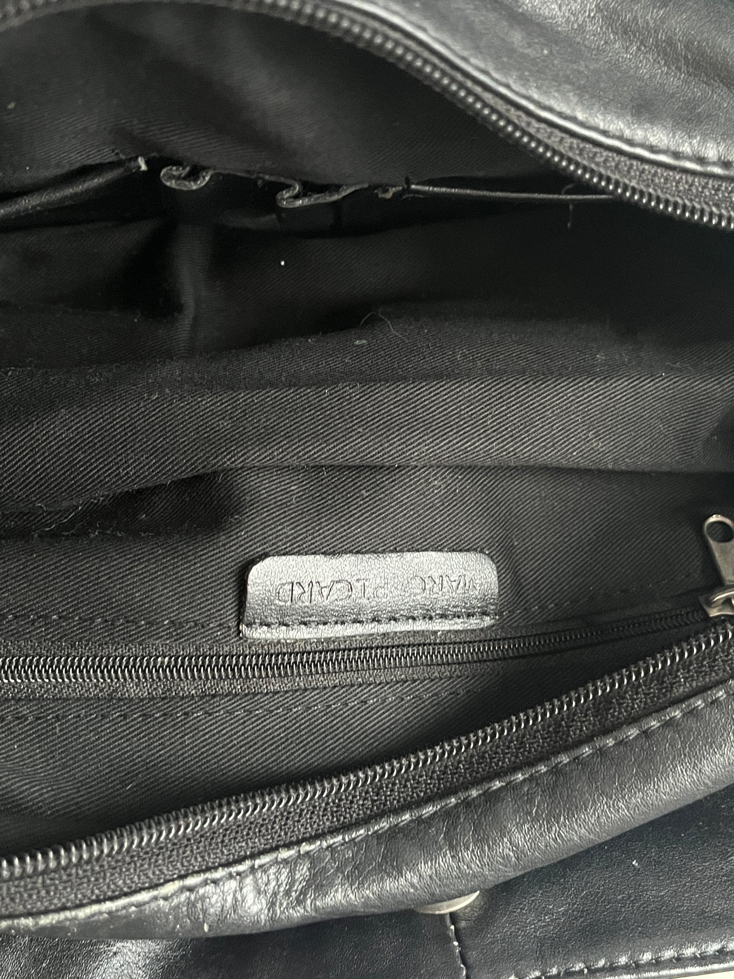 PICARD Handtasche Baguette Bag schwarzes Leder mit Silber Schnallen