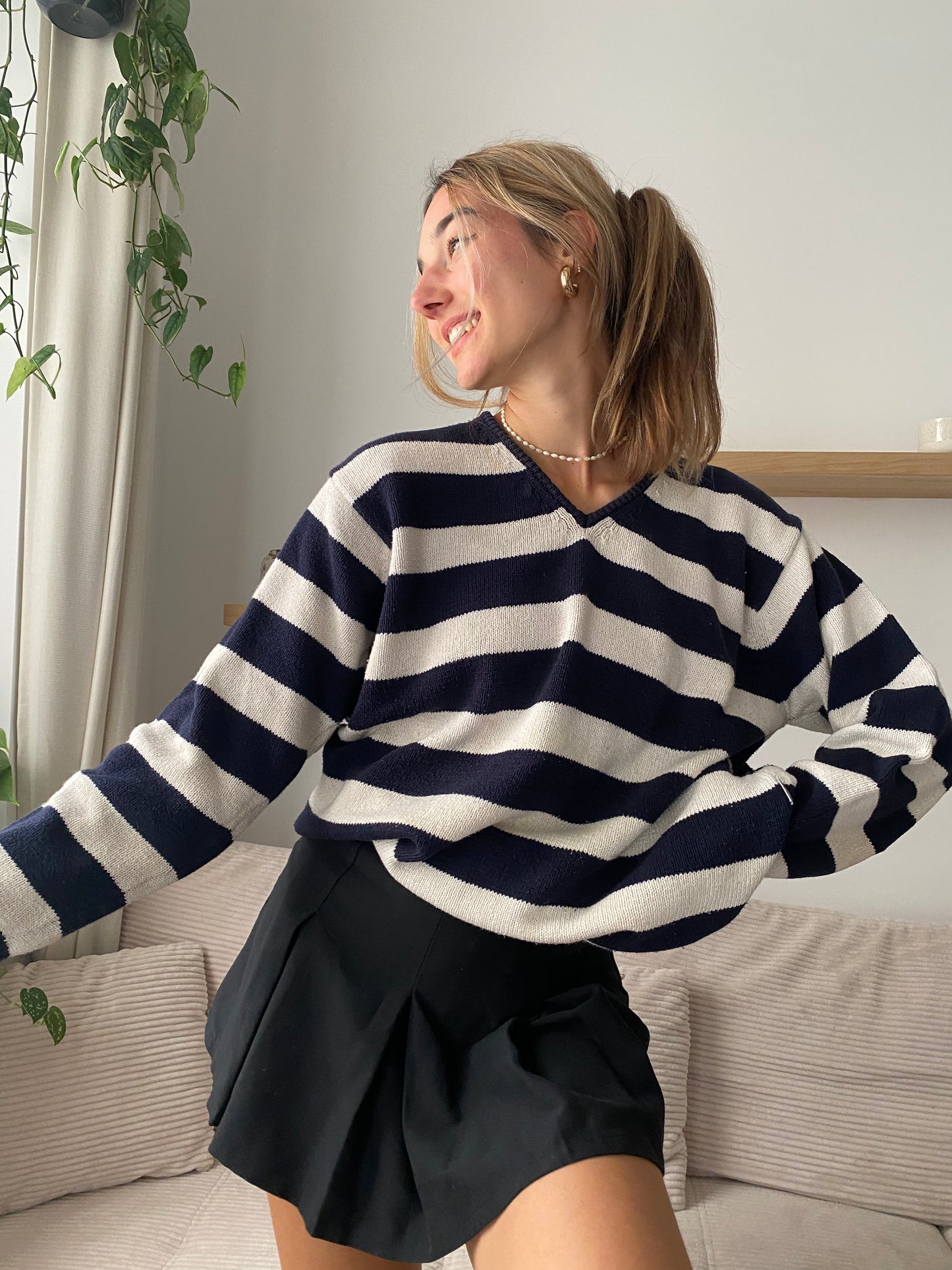 Vintage JOOP! Strickpullover, Blockstreifen marine/matrose, S, M, L