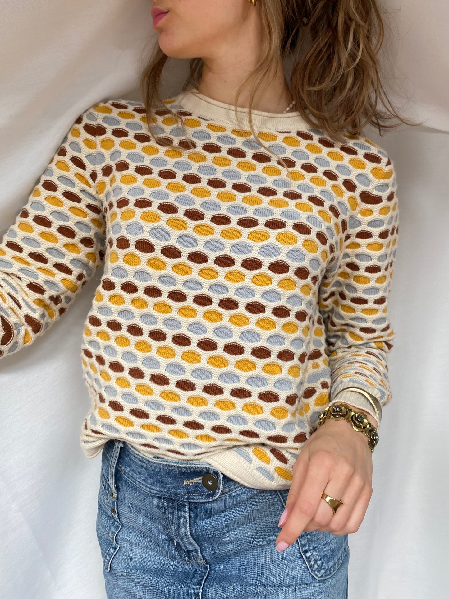 Toller Strickpullover Tom Tailor mit 3D Muster multicolor, beige, S