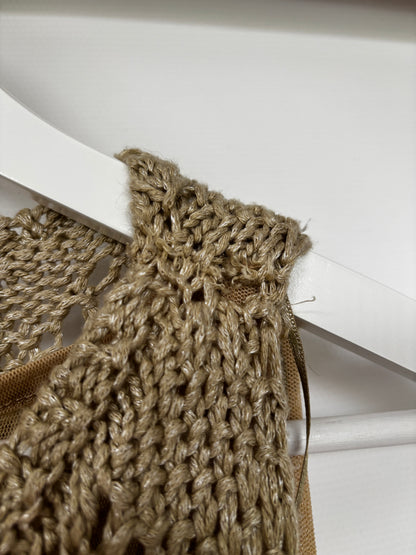 Beiges Strickkleid von Zara, Grobstrick, Lochmuster, S-M