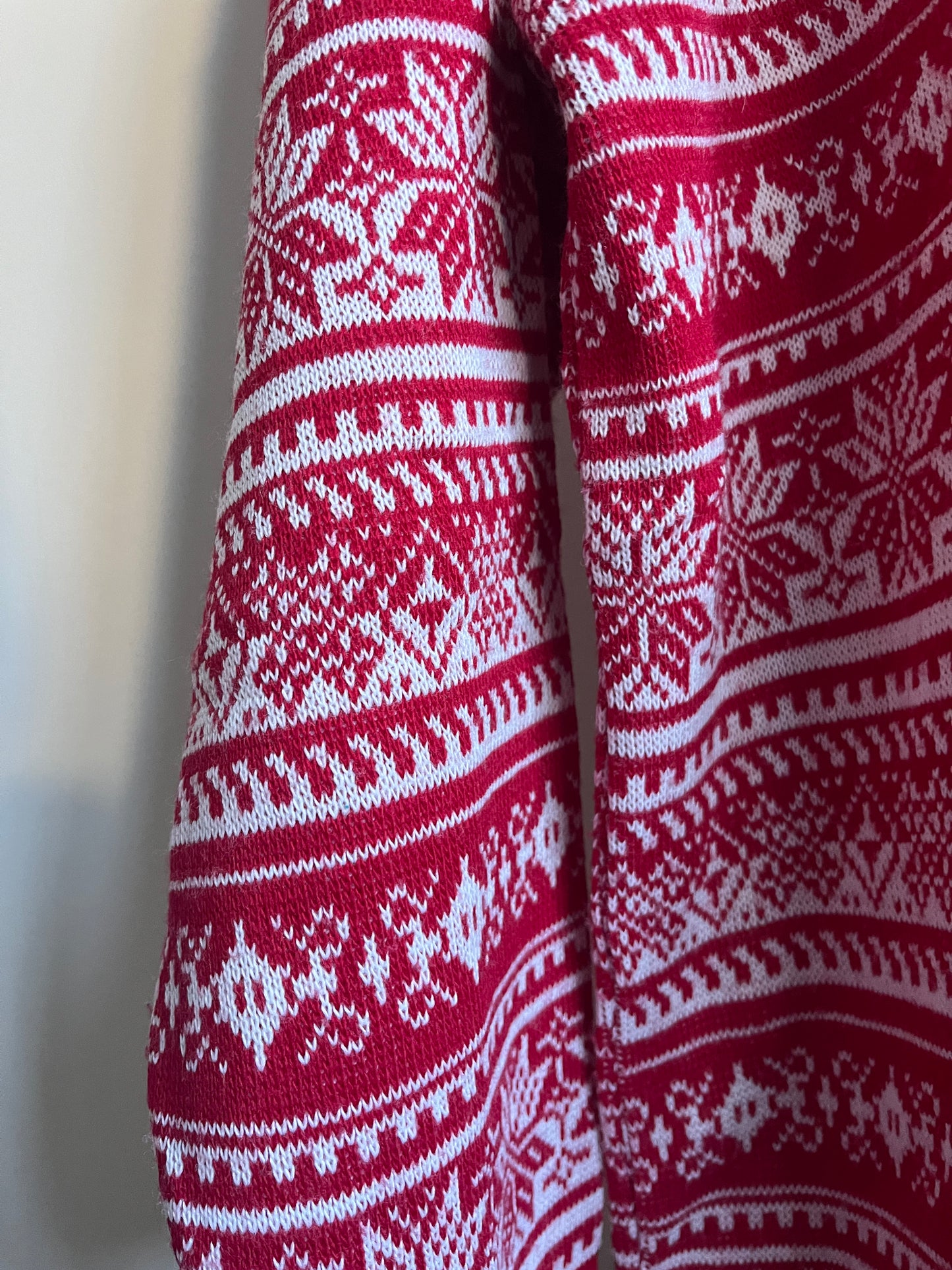 Winterlicher Retro Strickpullover in rot weiß gemustert, M