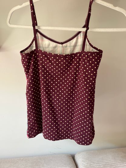 2010er Vibe Cami Top von Esprit kariert und gepunktet Polka Stil, XS