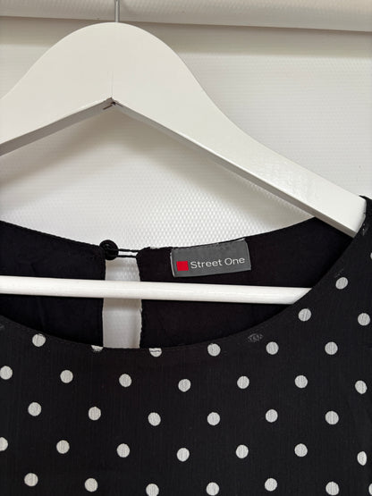 Polka Dot schwarz weiß gepunktetes Minikleid, M 38