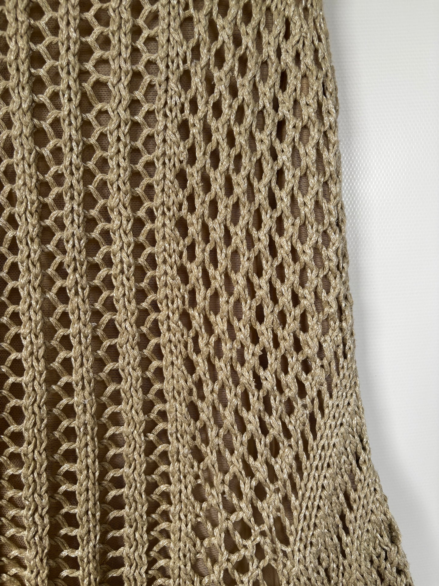 Beiges Strickkleid von Zara, Grobstrick, Lochmuster, S-M