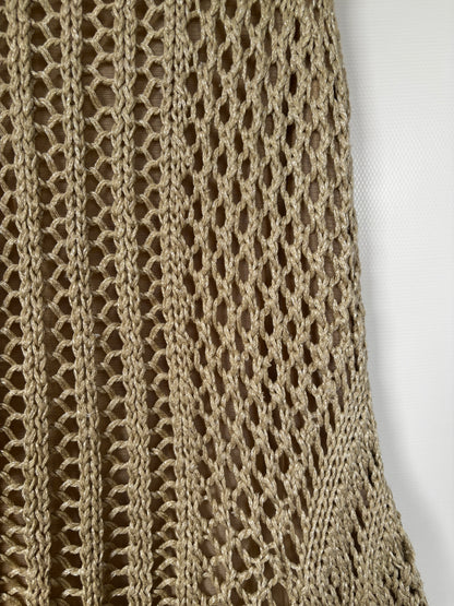 Beiges Strickkleid von Zara, Grobstrick, Lochmuster, S-M