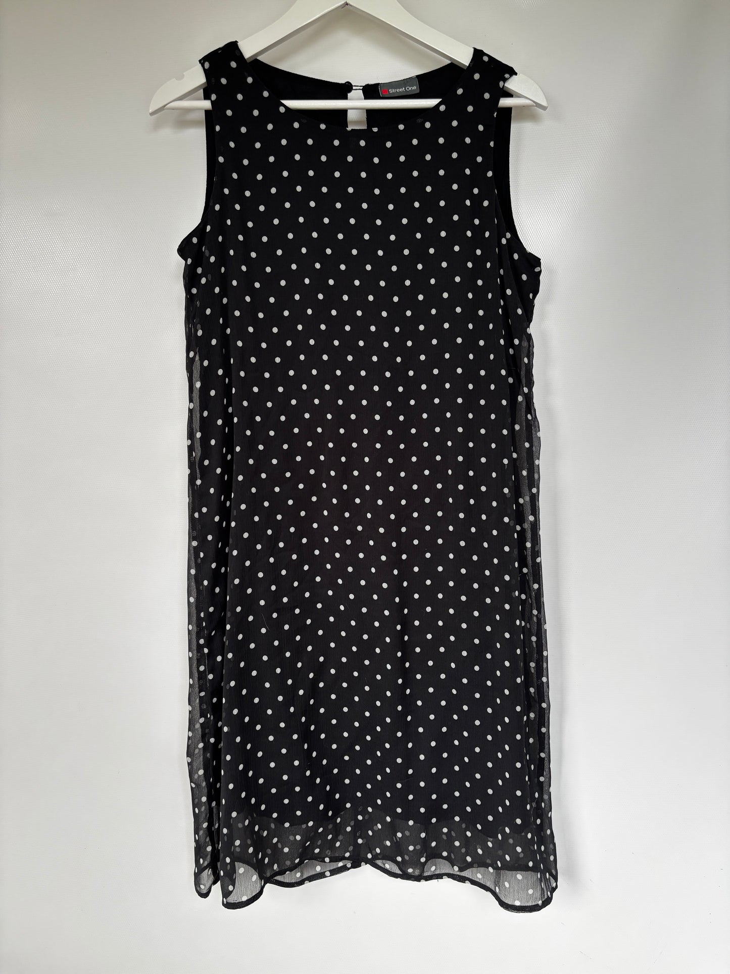 Polka Dot schwarz weiß gepunktetes Minikleid, M 38