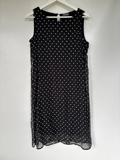 Polka Dot schwarz weiß gepunktetes Minikleid, M 38