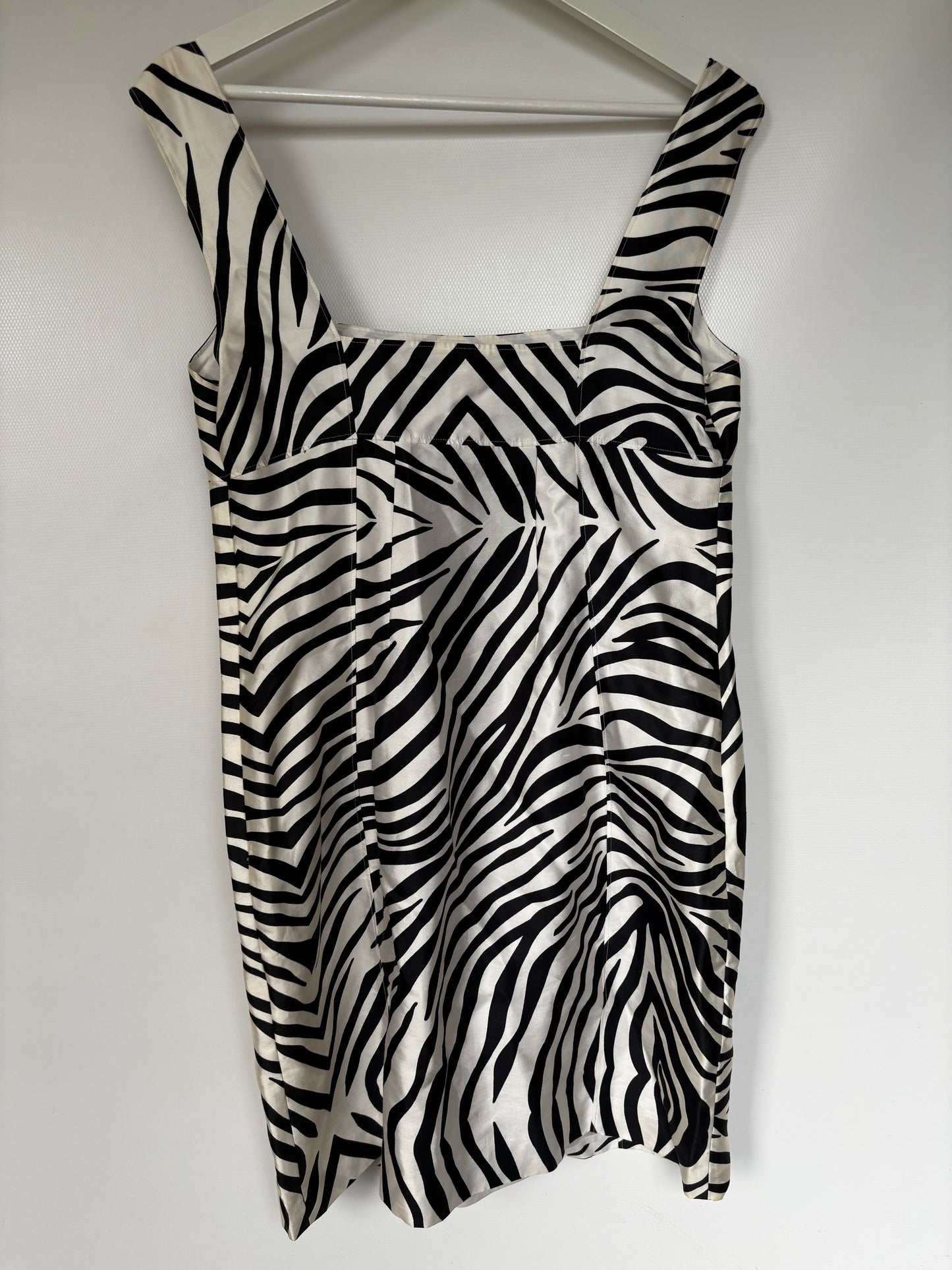 club monaco: Zebra Animal Print Minikleid mit Taschen aus Seide und Baumwolle, M-L
