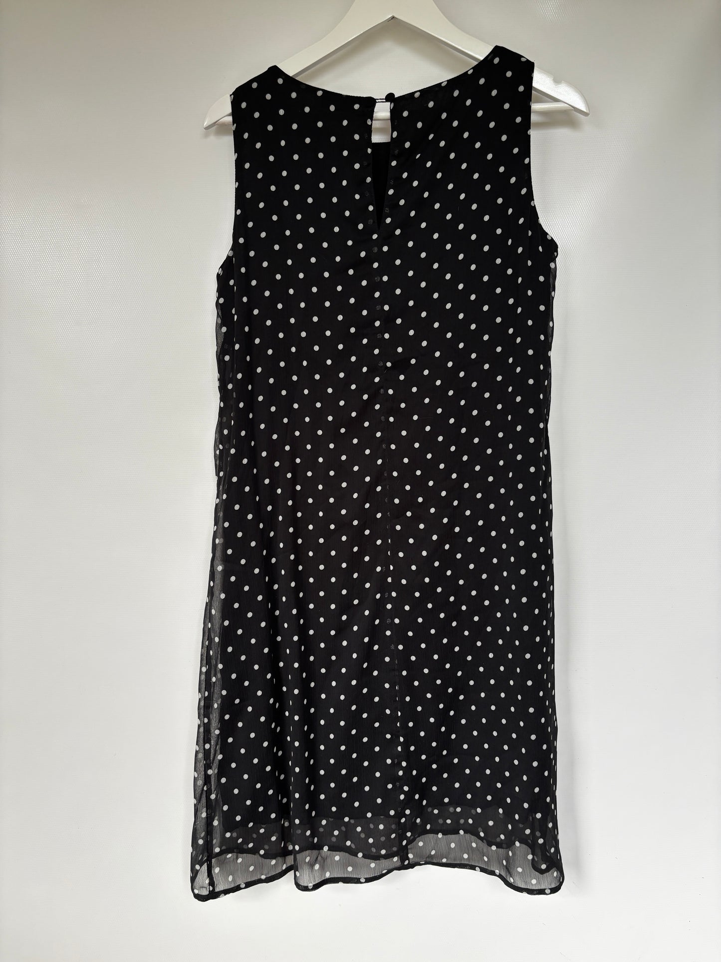Polka Dot schwarz weiß gepunktetes Minikleid, M 38