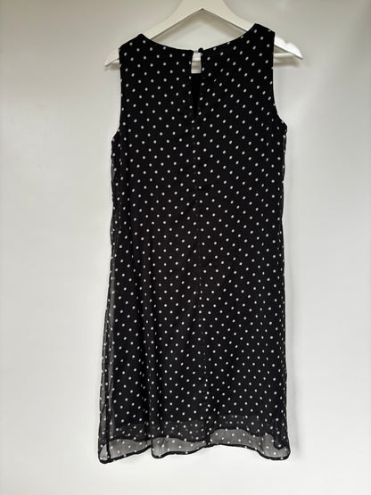Polka Dot schwarz weiß gepunktetes Minikleid, M 38