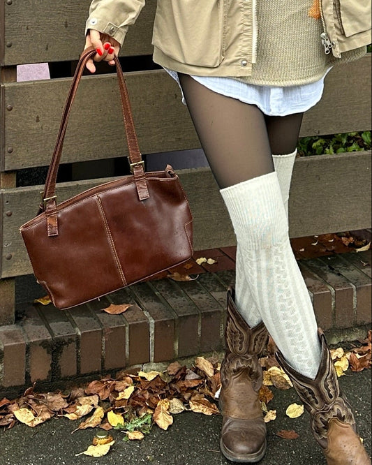 Pre-loved braune klassische Schulter Handtasche mit Reißverschluss