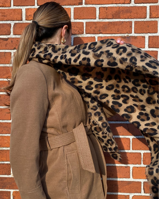 Leo-Schal in braun-schwarz mit Animalprint, weich und groß