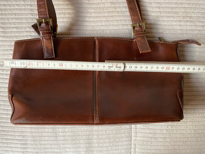 Pre-loved braune klassische Schulter Handtasche mit Reißverschluss