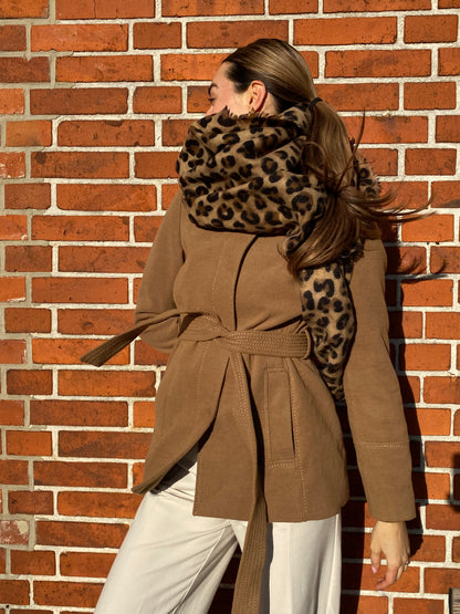 Leo-Schal in braun-schwarz mit Animalprint, weich und groß