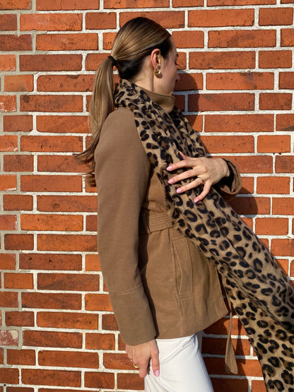 Leo-Schal in braun-schwarz mit Animalprint, weich und groß