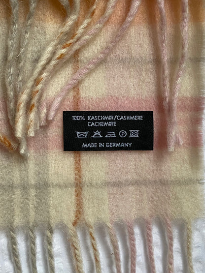 Weicher Kaschmir Schal in rosa weiß creme kariert mit Fransen