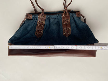 Materialmix Handtasche von Esprit in braun denim blau