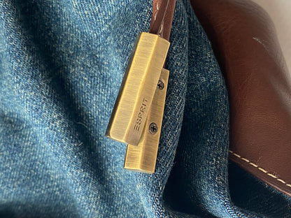 Materialmix Handtasche von Esprit in braun denim blau