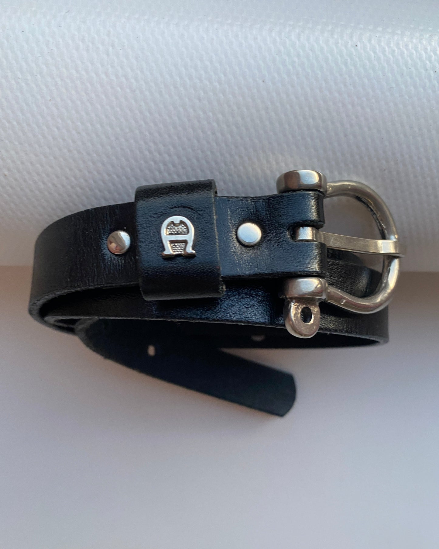 Etienne Aigner Ledergürtel schwarz mit Silber-Akzenten, 75