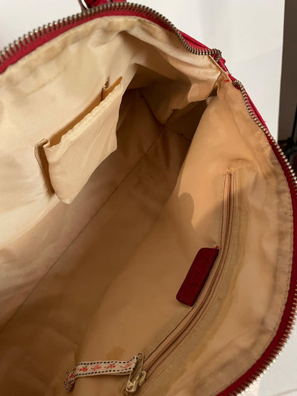 L.Credi Leder Handtasche Schulter in rot mit Kroko-Prägung