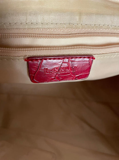 L.Credi Leder Handtasche Schulter in rot mit Kroko-Prägung