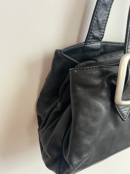 PICARD Handtasche Baguette Bag schwarzes Leder mit Silber Schnallen