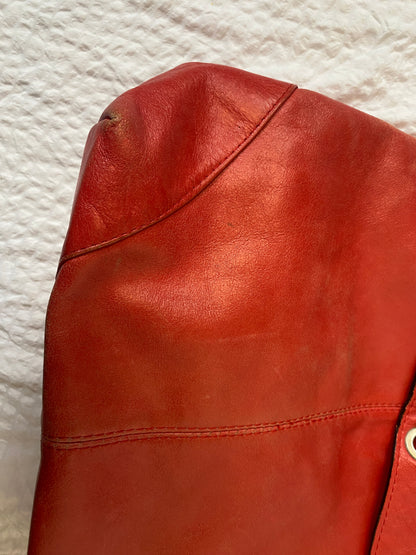 Rote Leder Handtasche mit Silber Schnallen baggy Hobo Stil