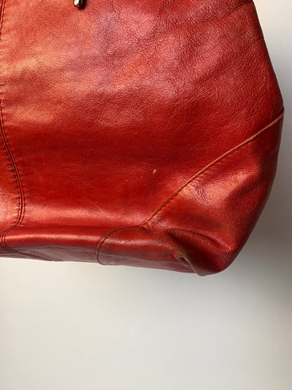 Rote Leder Handtasche mit Silber Schnallen baggy Hobo Stil