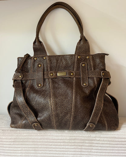 Coccinelle Ledertasche braun gold glänzend Luxus Designer Bag