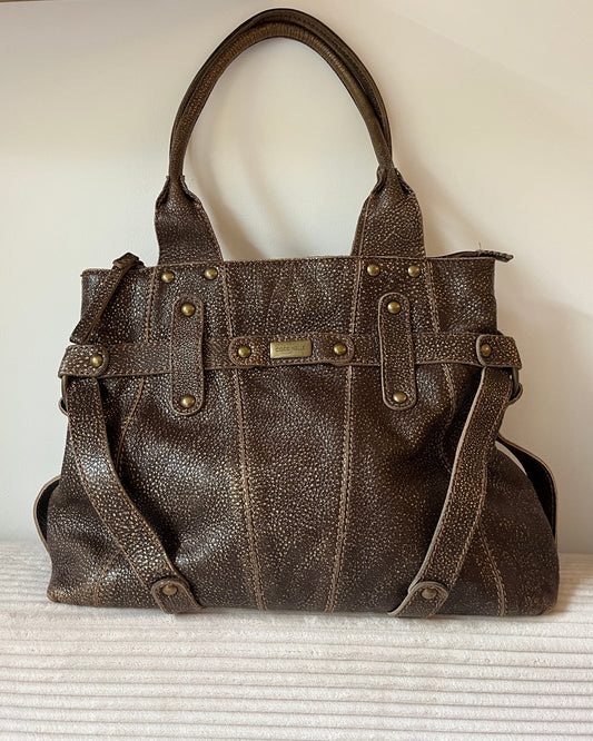 Coccinelle Ledertasche braun gold glänzend Luxus Designer Bag