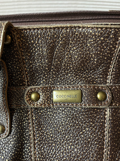 Coccinelle Ledertasche braun gold glänzend Luxus Designer Bag