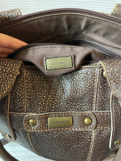 Coccinelle Ledertasche braun gold glänzend Luxus Designer Bag