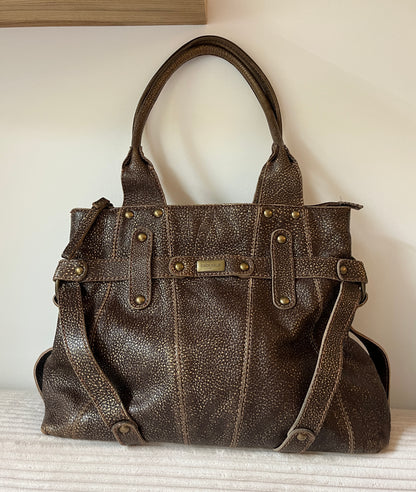 Coccinelle Ledertasche braun gold glänzend Luxus Designer Bag