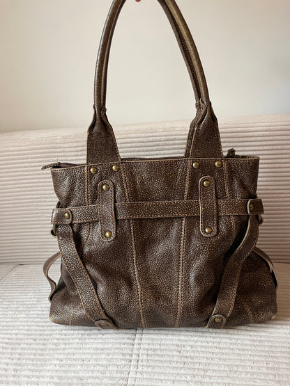 Coccinelle Ledertasche braun gold glänzend Luxus Designer Bag