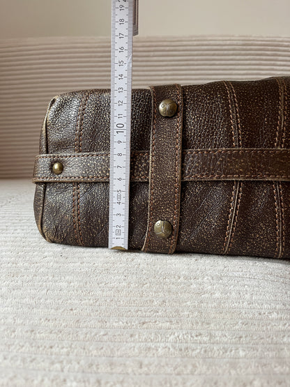 Coccinelle Ledertasche braun gold glänzend Luxus Designer Bag
