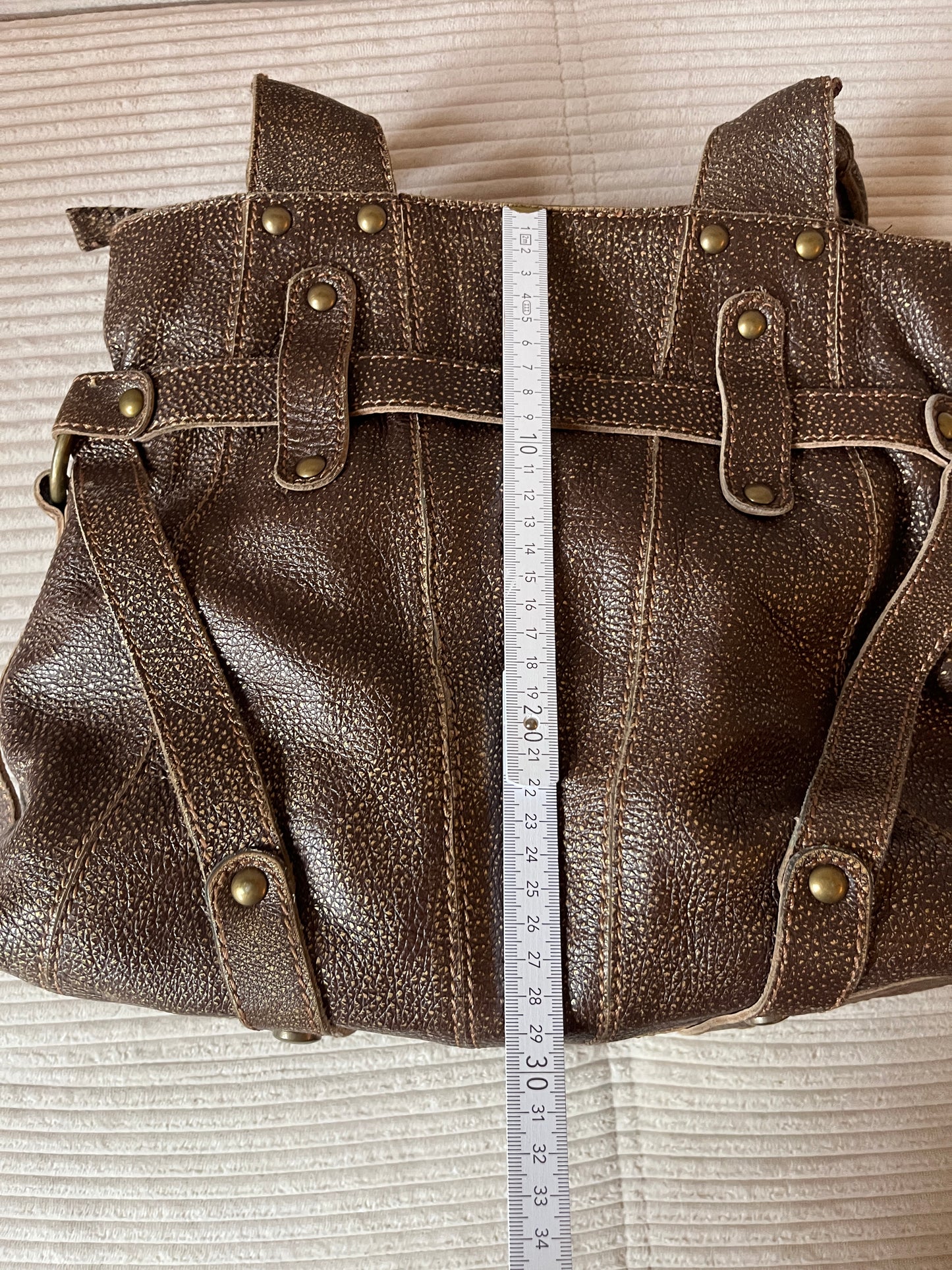 Coccinelle Ledertasche braun gold glänzend Luxus Designer Bag