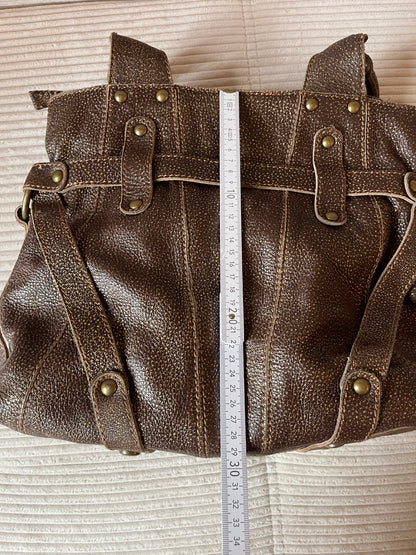 Coccinelle Ledertasche braun gold glänzend Luxus Designer Bag