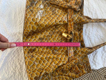 Silvia Astore Echtleder Handtasche gelb-braun Schlange Stil Bag