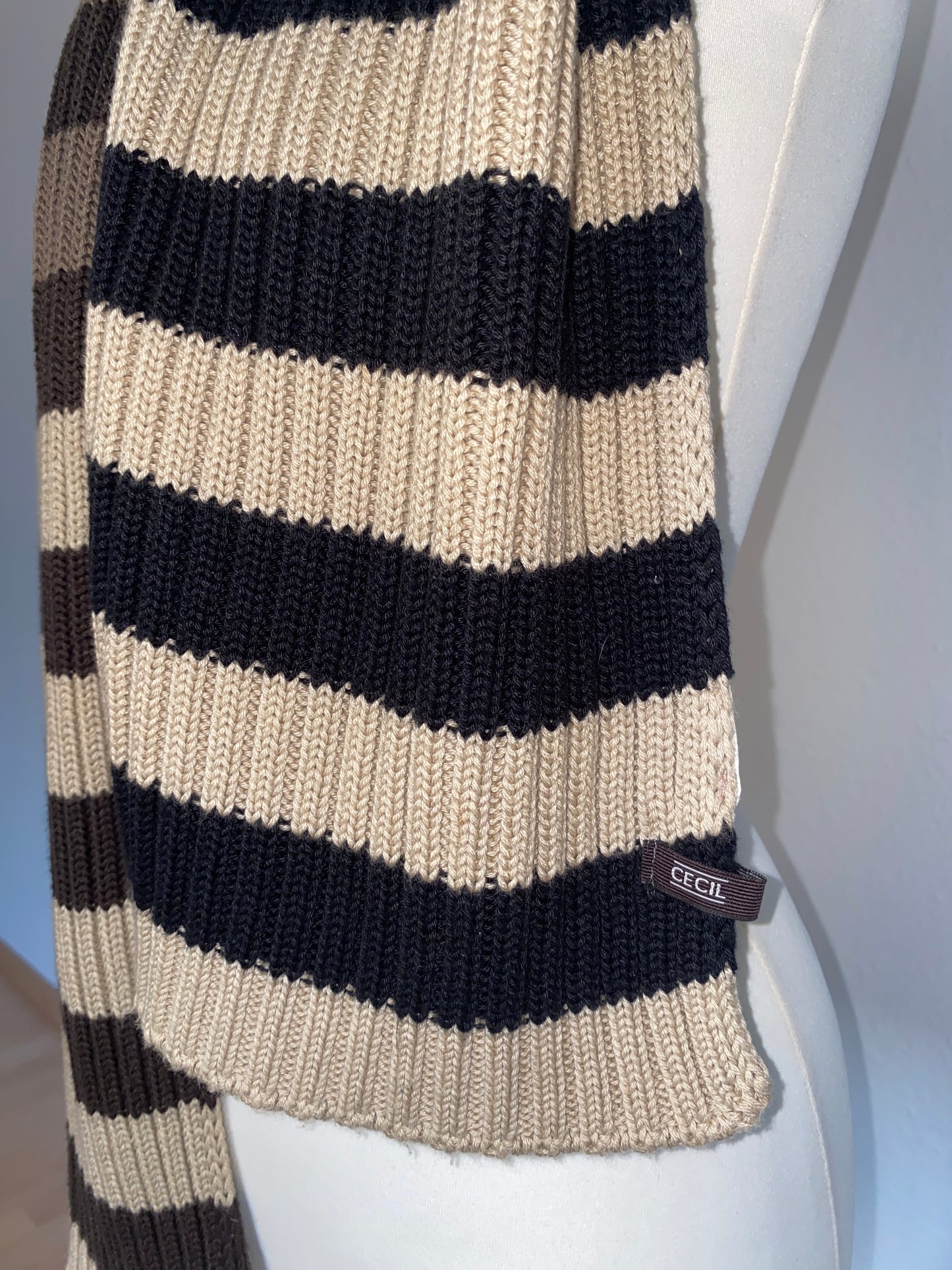 Rippstrick Schal von Cecil in braun beige grau schwarz