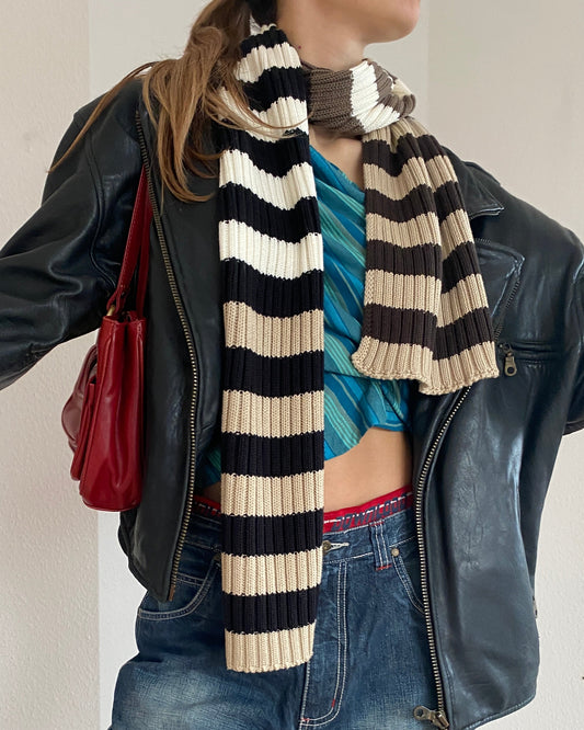 Rippstrick Schal von Cecil in braun beige grau schwarz