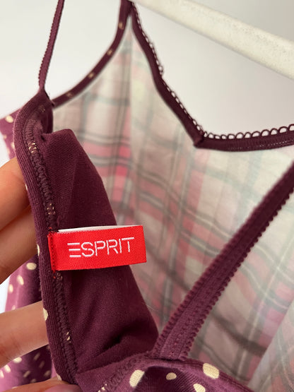 2010er Vibe Cami Top von Esprit kariert und gepunktet Polka Stil, XS