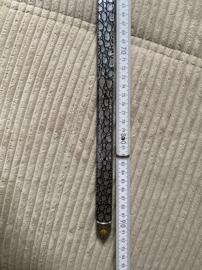 Schlangenoptik Gürtel in silber-schwarz, schmal, verziert, TW 75