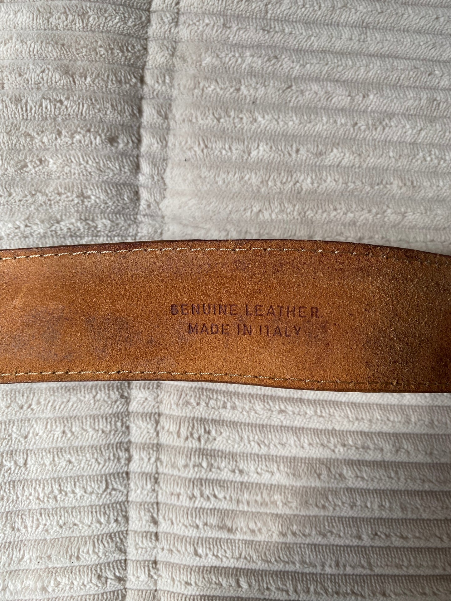 Vintage Ledergürtel cognac-braun mit Verzierung, TW 70 - 75