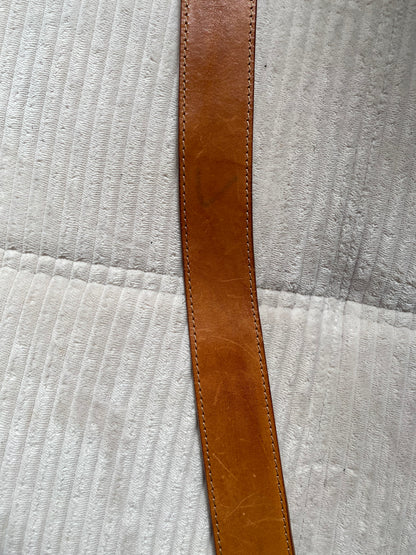 Vintage Ledergürtel cognac-braun mit Verzierung, TW 70 - 75