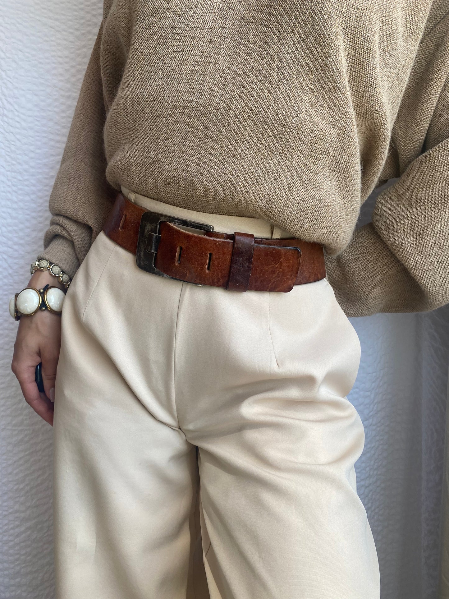 THE BELT Western breiter Ledergürtel mit rustikaler Schnalle, TW 95