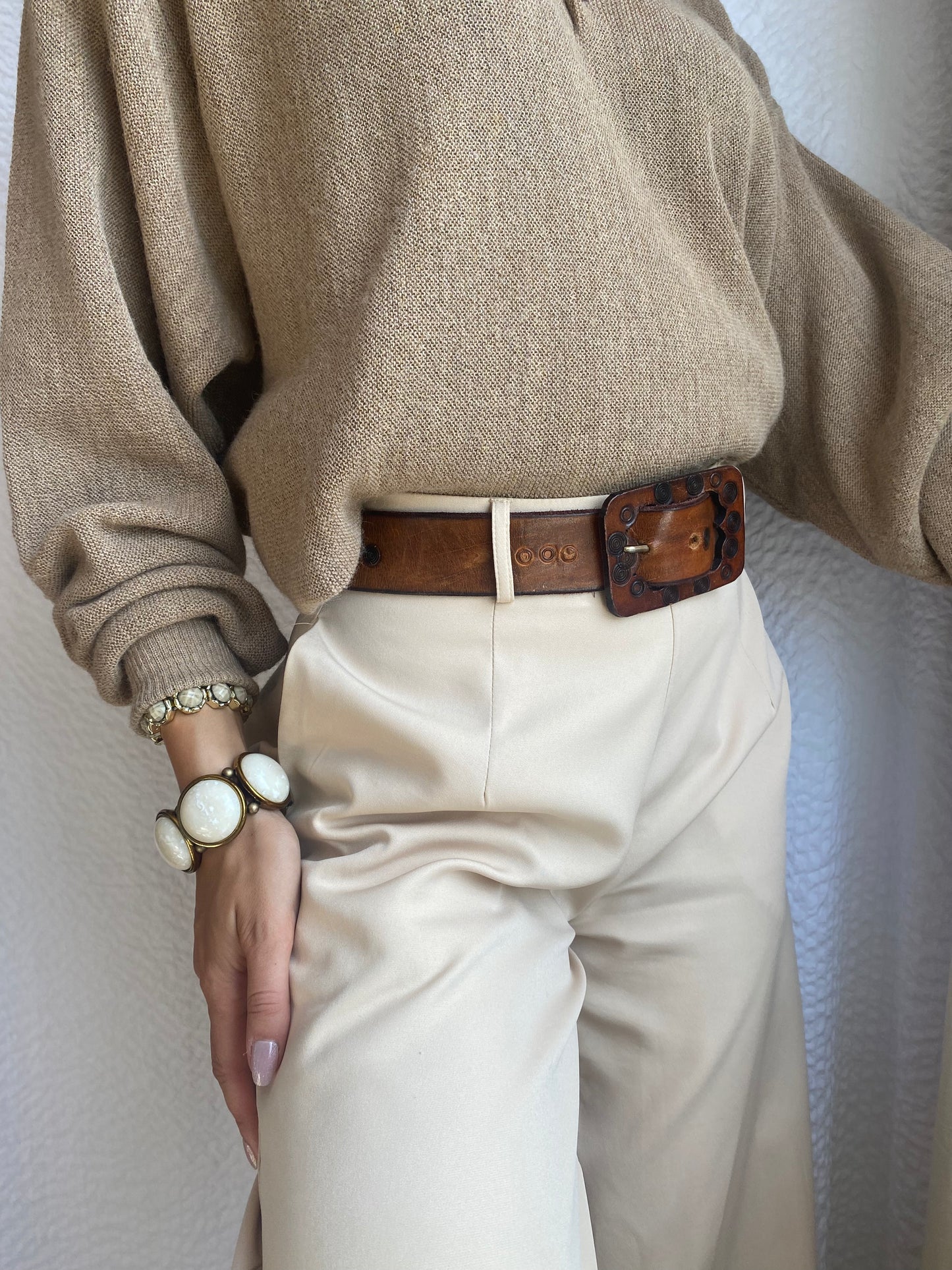 Rustikaler Ledergürtel mit Handwerk-Schnalle, dunkelbraun, TW 80