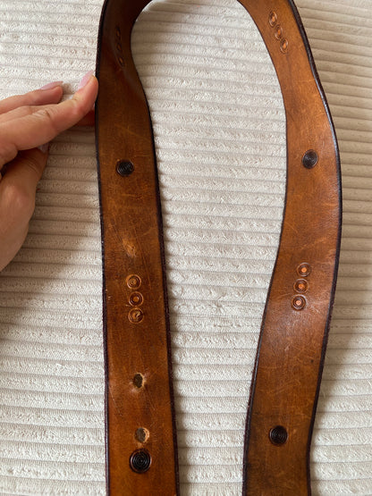 Rustikaler Ledergürtel mit Handwerk-Schnalle, dunkelbraun, TW 80