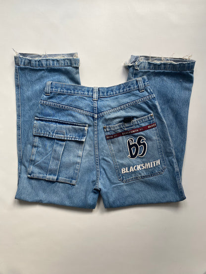 Blacksmith Workwear inspirierte Baggy Jeans denim blau in M -L