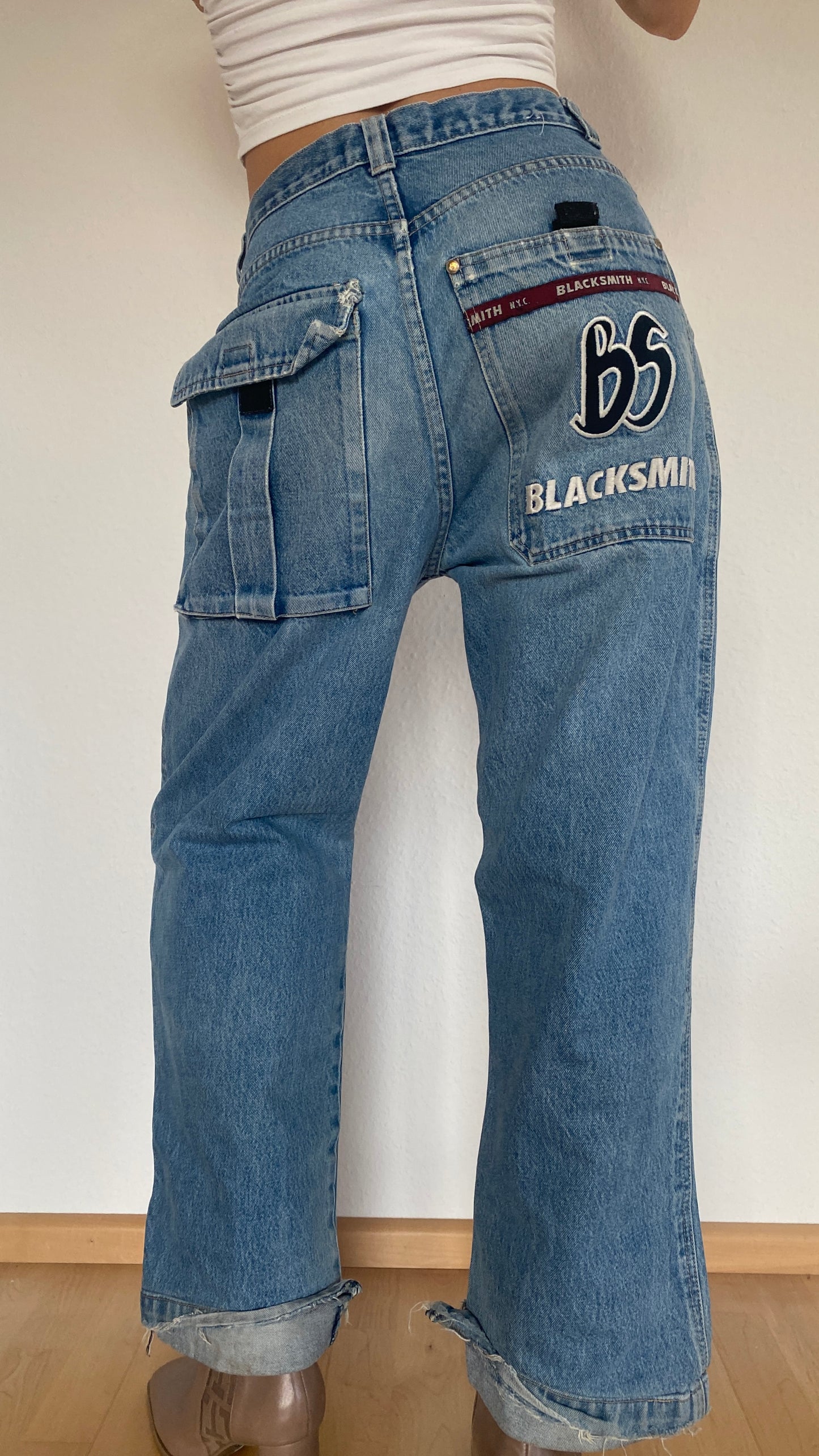Blacksmith Workwear inspirierte Baggy Jeans denim blau in M -L