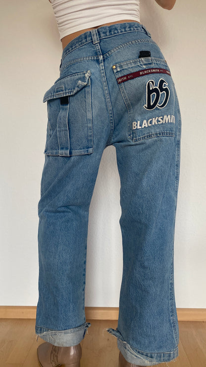 Blacksmith Workwear inspirierte Baggy Jeans denim blau in M -L